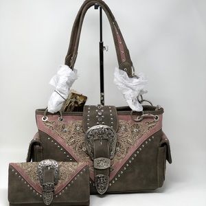 Montana West Buckle Concealed Carry Satchel+Wallet